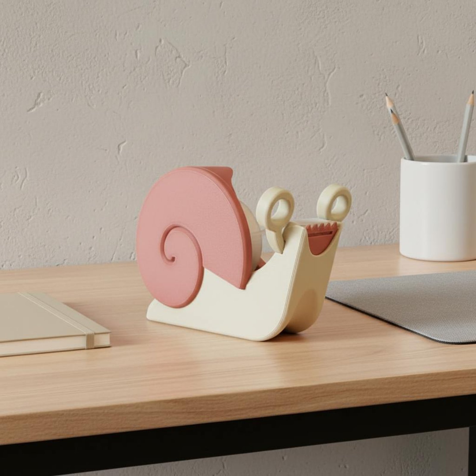 Stationery Office - Snail-Shaped Tape Dispenser Pink Shell Snail