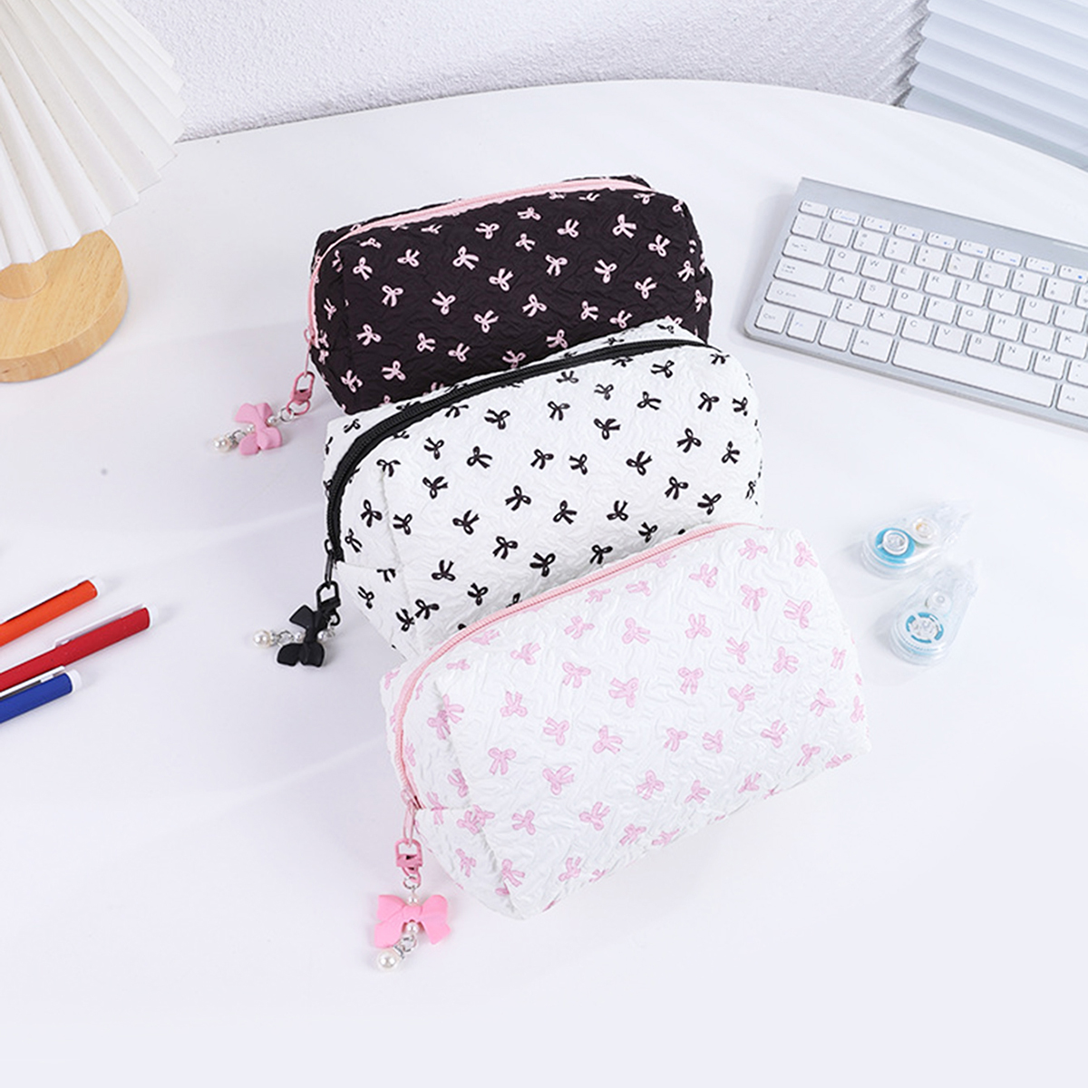 Stationery Office And School Supply Stores - Retro bowknot pattern single-layer pencil case,