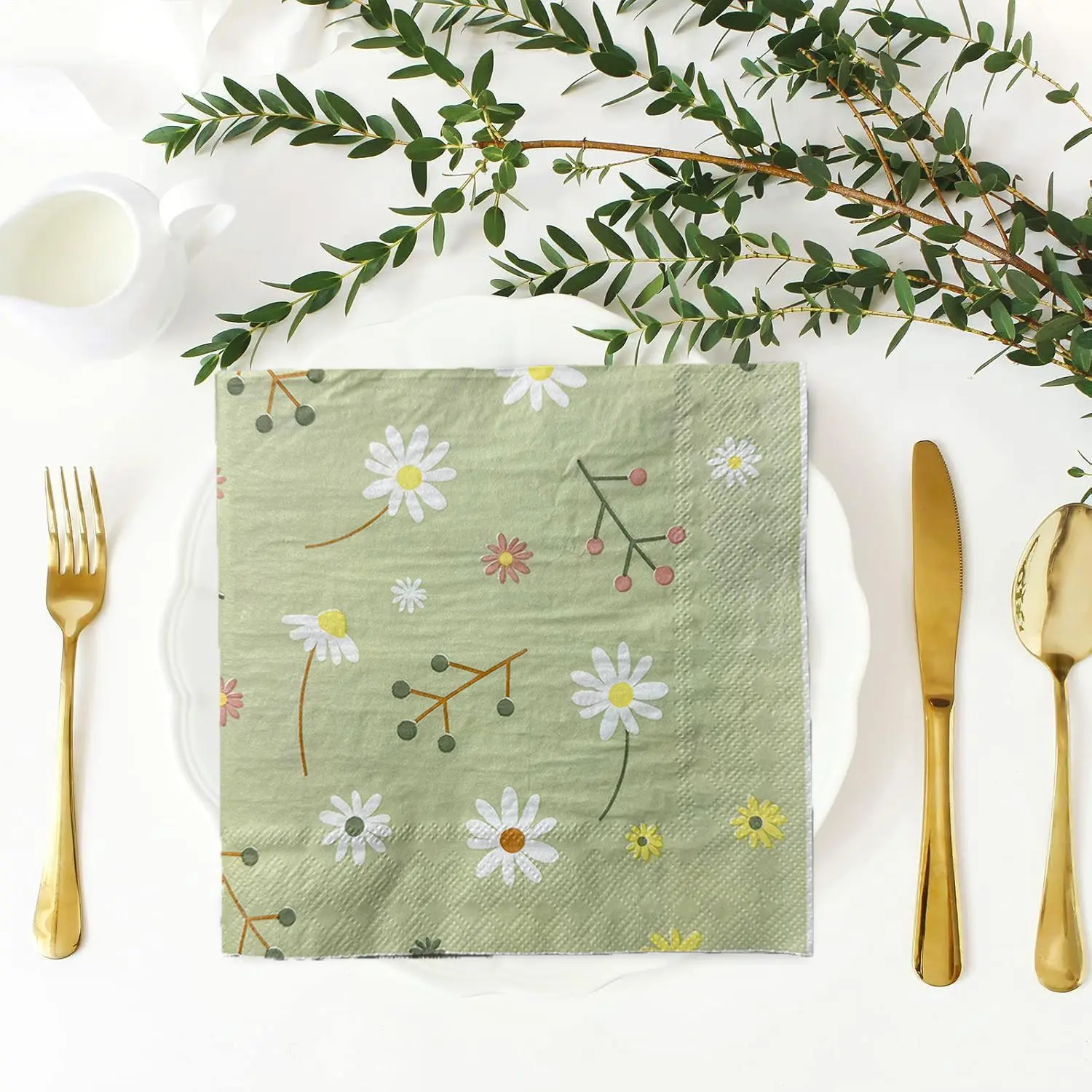 Graph Paper Pad - Chamomile Printed Napkin Green Tissues Birthday