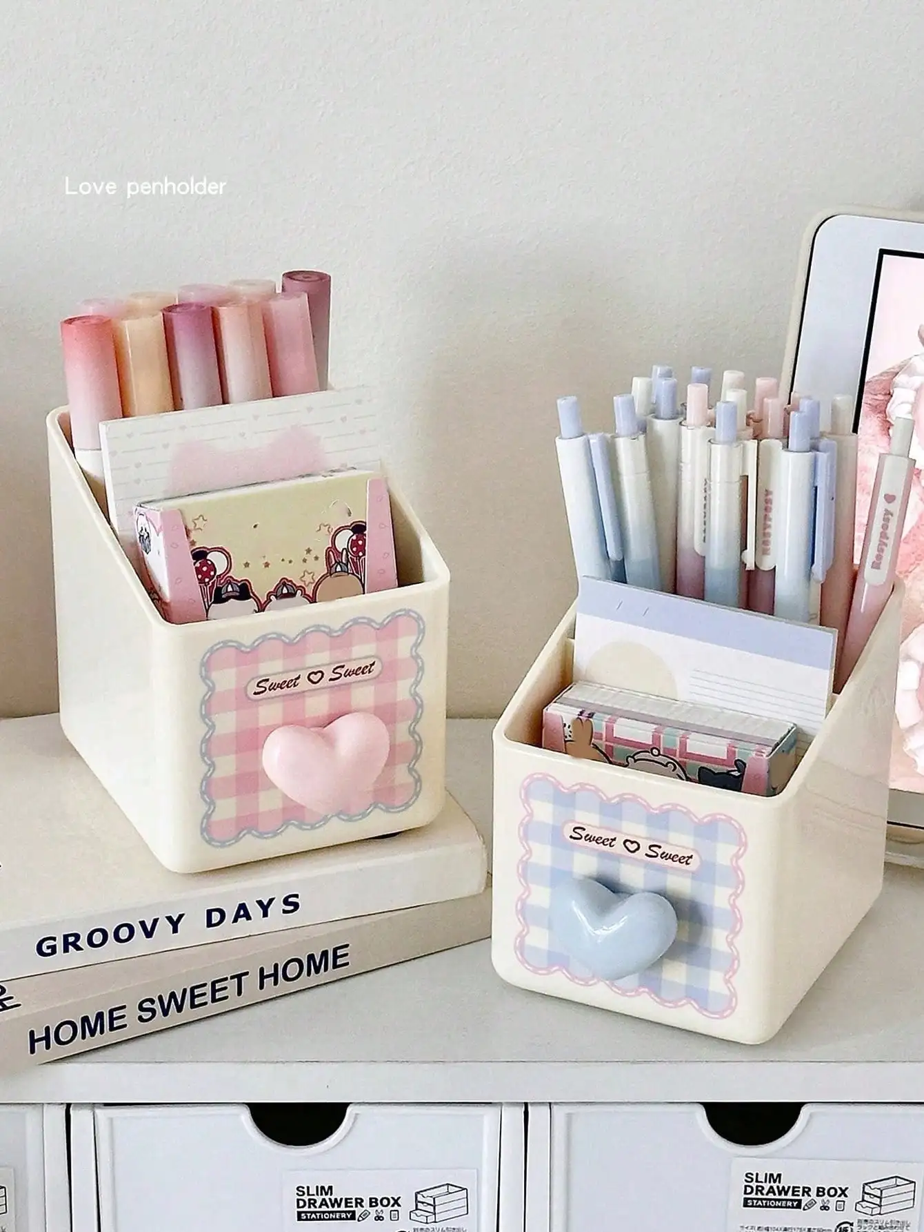 Stationery Office And School Supply Stores - 1pc Desktop Stationery Storage Box, Dual-Layer